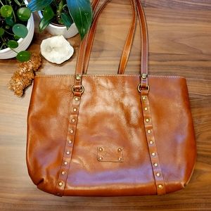 Patricia Nash Heritage Collection Trivento Tote Leather Handbag -Tan